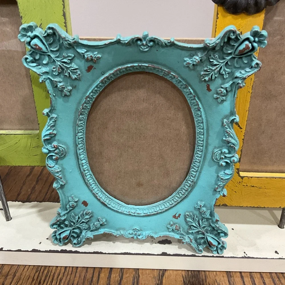 Shabby Chic Colorful Multi-Frame Wood and Metal for 3 photos